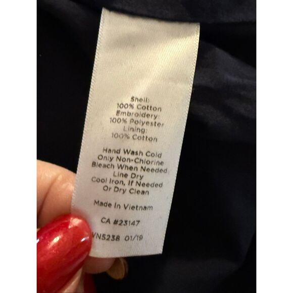Talbots Size 12 Sleeveless Knee Length Sheath Dress Navy Blue Floral Embroidered - Picture 11 of 11